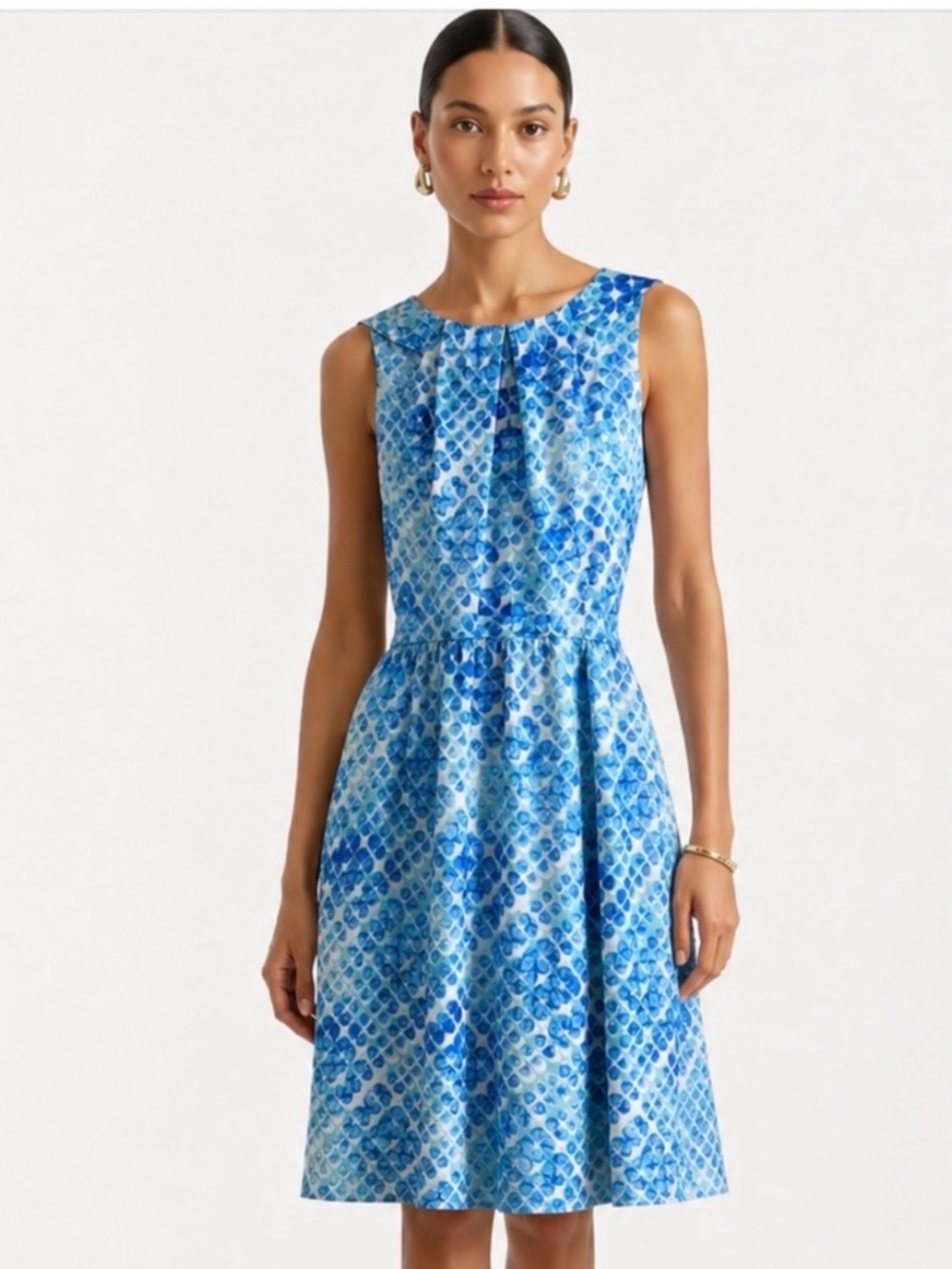 SHOSHANNA Sleeveless Blue Patterned A-Line Dress Size 10